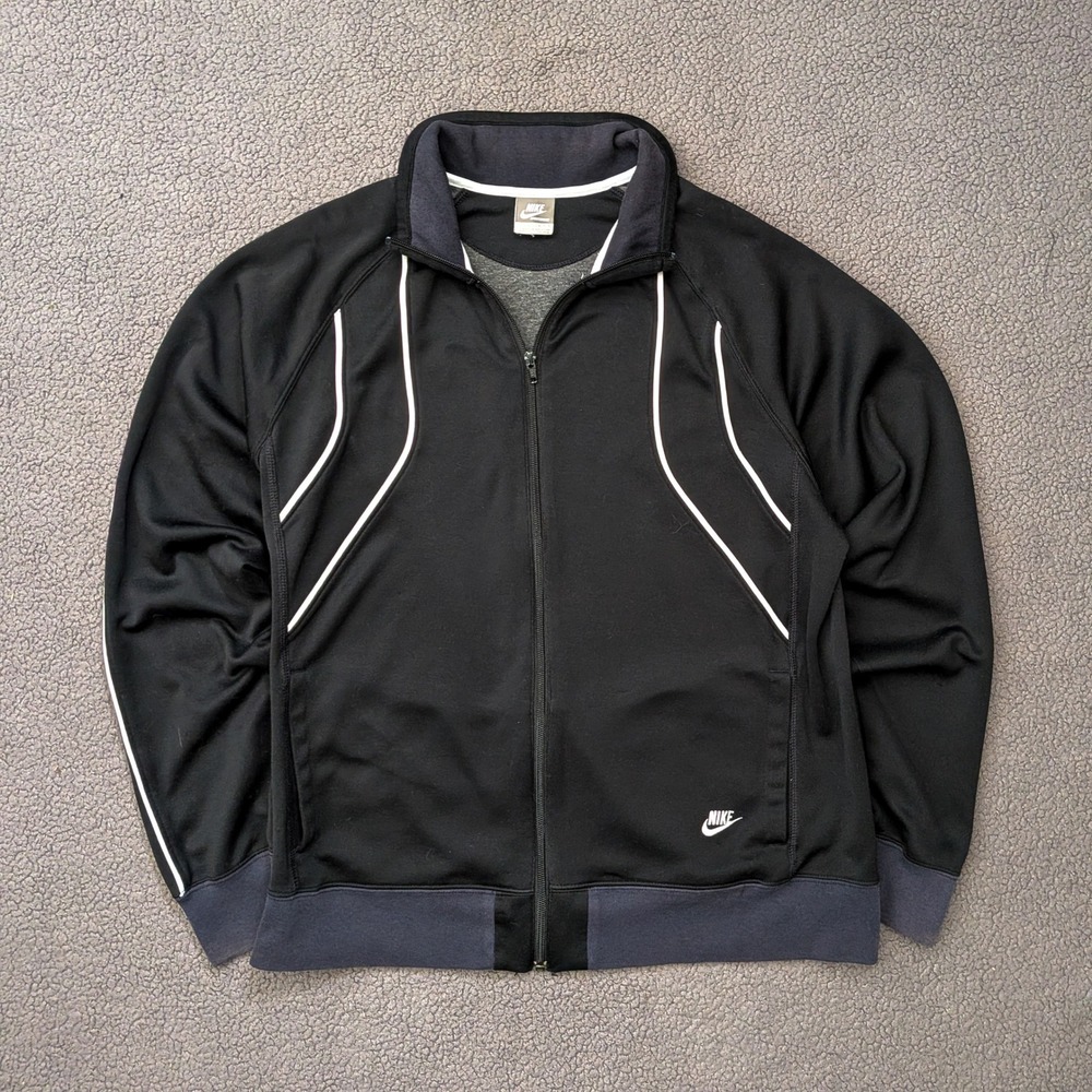 Nike Sportswear Mens Track Jacket Black White Piping Full Zip Large SKU 117